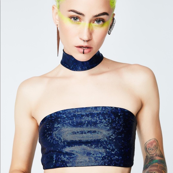 Dolls Kill Tops - Club Exx Choker Tube Top